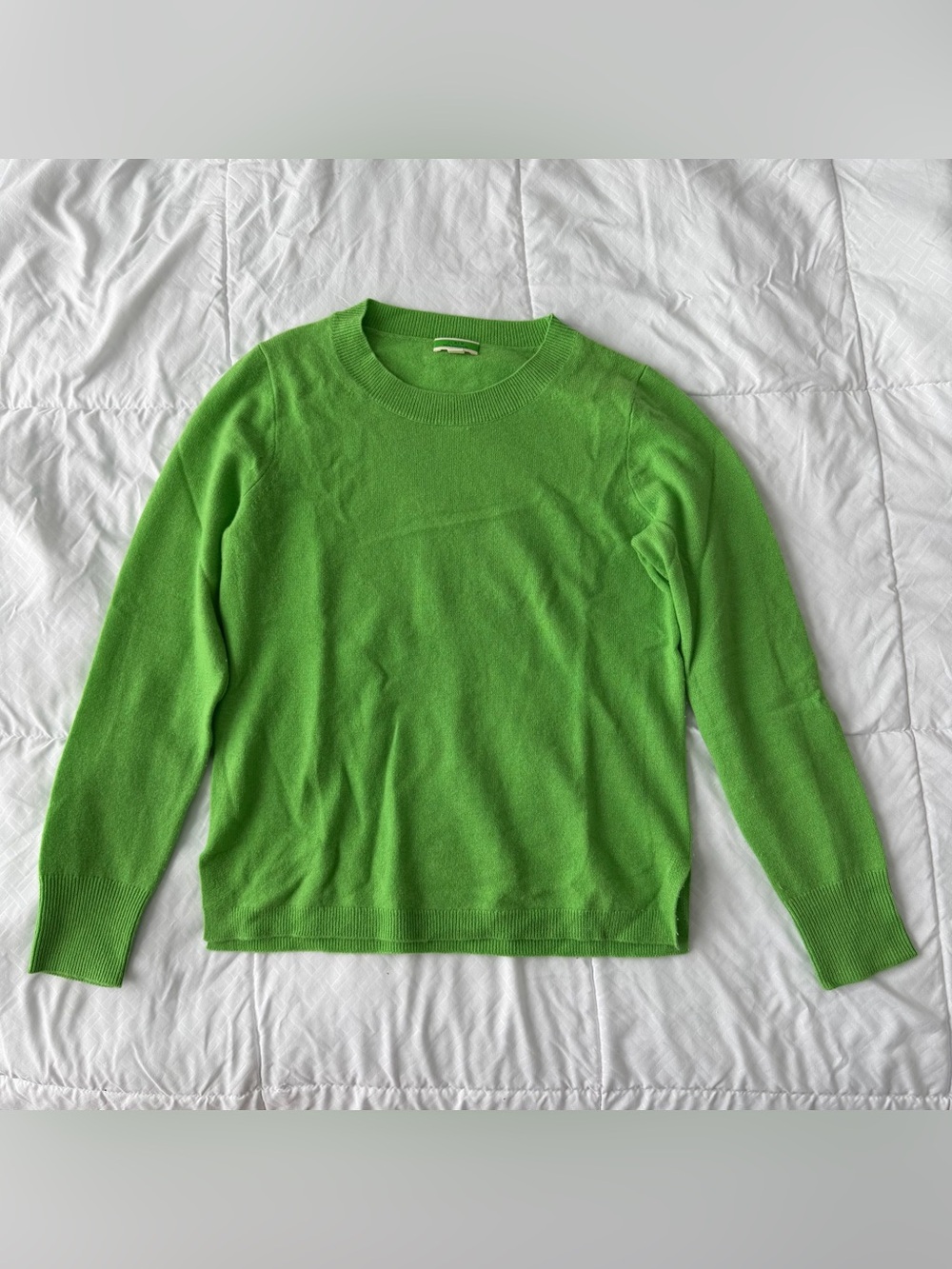 J. Crew 100% Cashmere Crew Neck Sweater Women's S Green Preppy Colorful Money